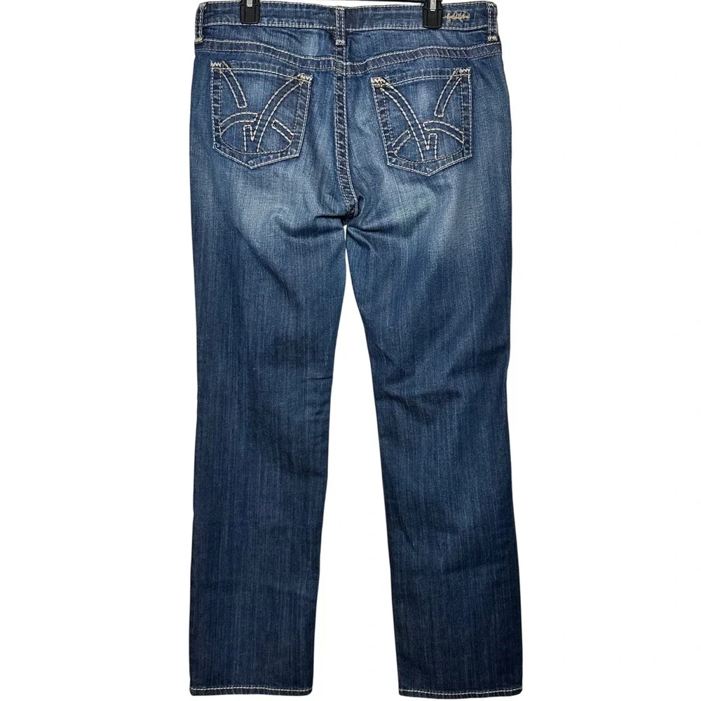 KUT from the Kloth Women's Size 14 Straight Leg Jeans Blue Medium Wash Whiskered